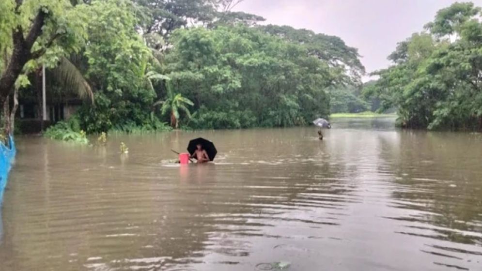 টানা বর্ষণ ও জোয়ারে হাতিয়ার বিস্তীর্ণ এলাকা প্লাবিত, দুর্ভোগে হাজারো মানুষ